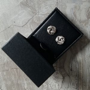 New Diamond Love Knot Stud Earrings (1/10 ct. t.w.) in Sterling Silver